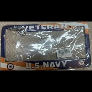U.S. NAVY Veteran - Metal Car License Plate Frame Automotive Support The Troops